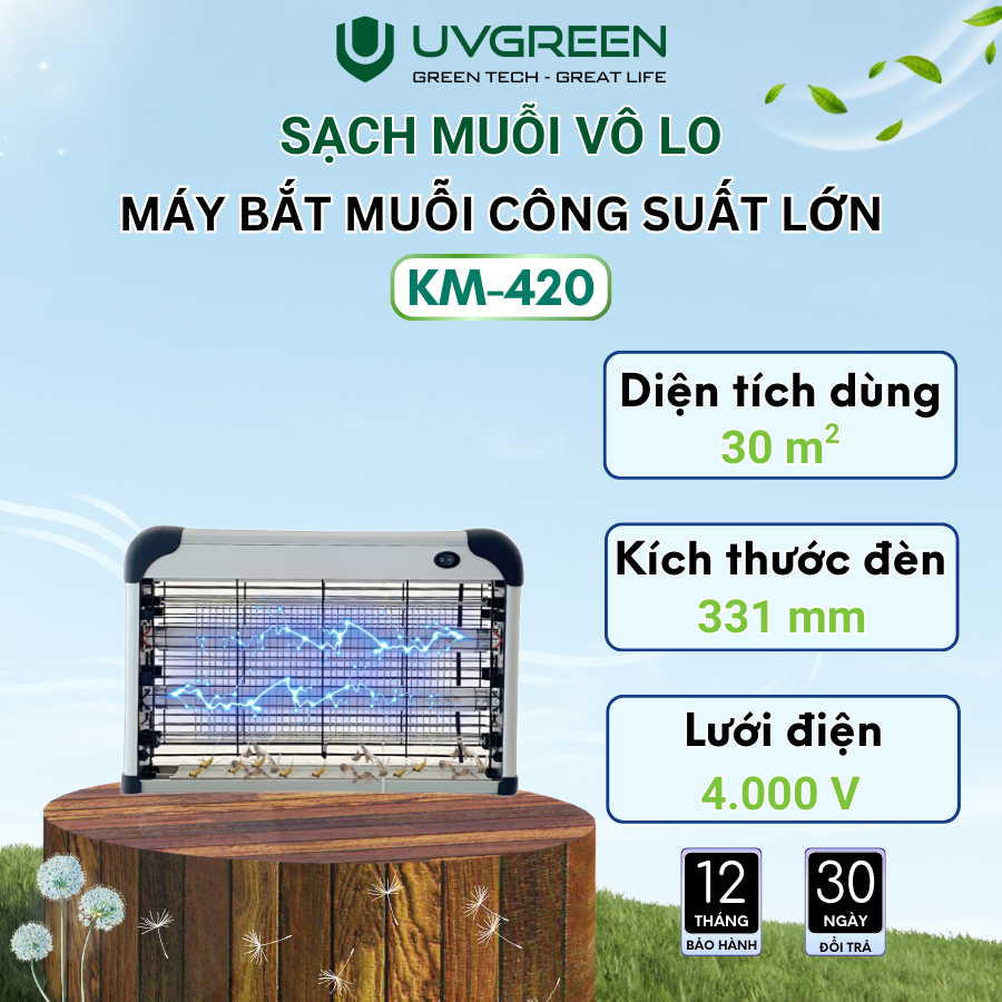 Máy Bắt Muỗi Uvgreen Km430 - Hiệu Quả, An Toàn, Diện Tích Rộng 18 Máy Bắt Muỗi Uvgreen Km430