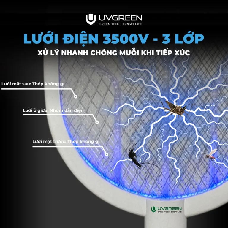 Vợt bắt muỗi UVGREEN KM003