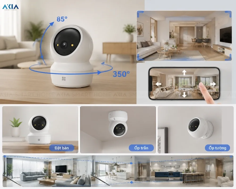 Camera Wi‑Fi Trong Nhà Ezviz H6C G1 23 Camera Wi‑Fi Trong Nhà Ezviz H6C G1 – 4K Ultra Hd (8 Mp) - Akia Smart Home