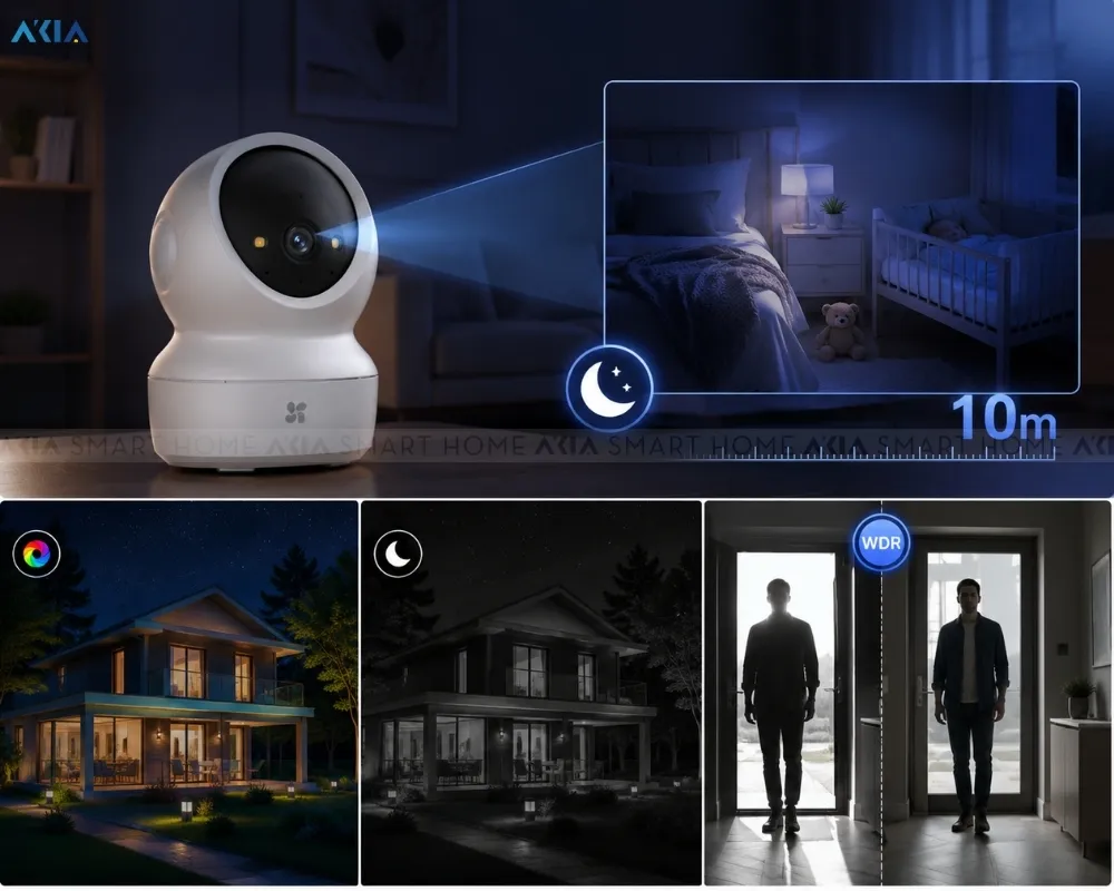 Camera Wi‑Fi Trong Nhà Ezviz H6C G1 24 Camera Wi‑Fi Trong Nhà Ezviz H6C G1 – 4K Ultra Hd (8 Mp) - Akia Smart Home