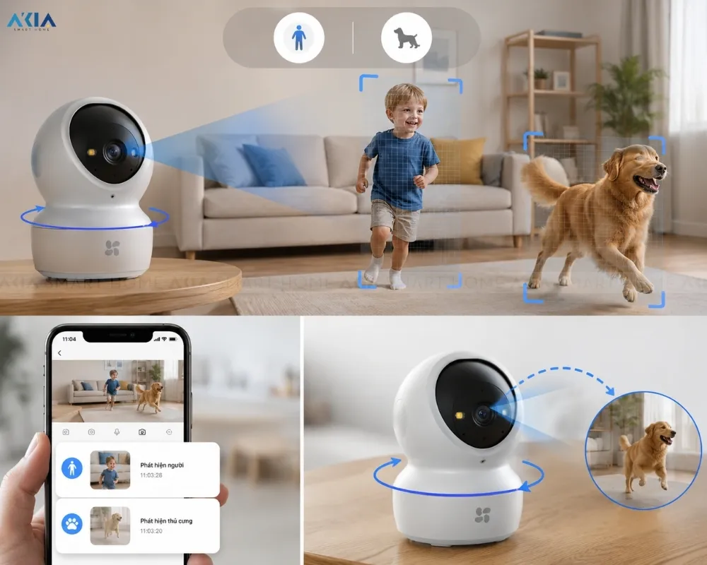 Camera Wi‑Fi Trong Nhà Ezviz H6C G1 25 Camera Wi‑Fi Trong Nhà Ezviz H6C G1 – 4K Ultra Hd (8 Mp) - Akia Smart Home
