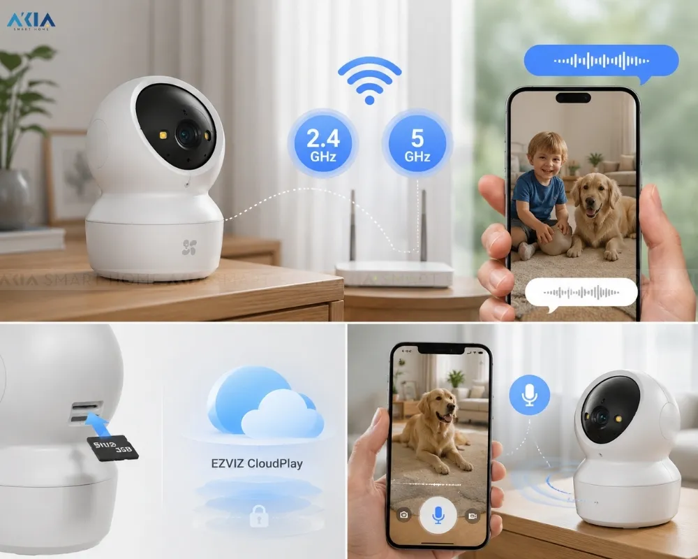 Camera Wi‑Fi Trong Nhà Ezviz H6C G1 27 Camera Wi‑Fi Trong Nhà Ezviz H6C G1 – 4K Ultra Hd (8 Mp) - Akia Smart Home