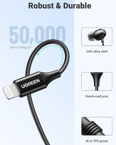 Tai Nghe Có Dây Cổng Lightning Ugreen 30631 16 Tai Nghe Có Dây Cổng Lightning Ugreen 30631