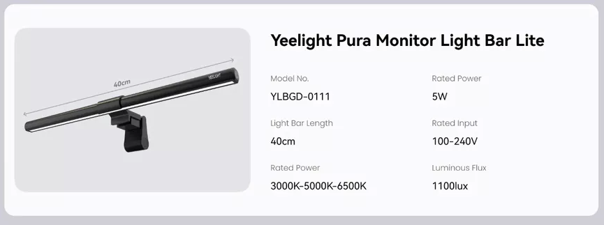 Đèn Treo Màn Hình Yeelight Pura Lite Ylbgd-0111 36 Đèn Treo Màn Hình Yeelight Pura Lite Ylbgd-0111
