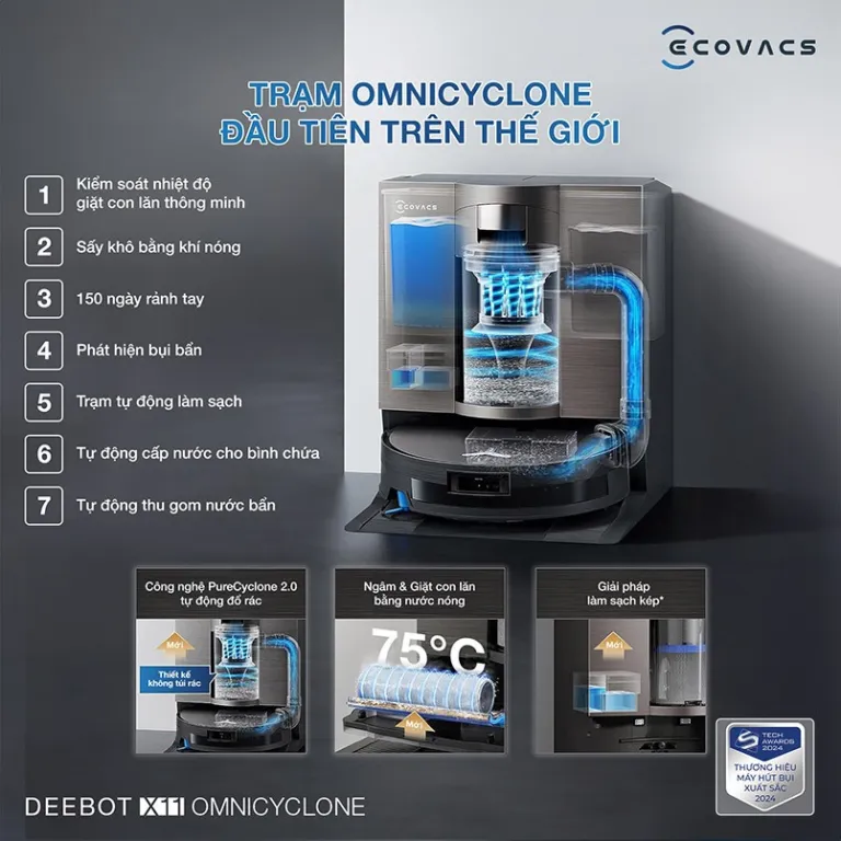 Robot hút bụi thông minh Ecovacs X11 OmniCyclone