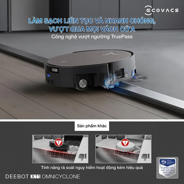 Ecovacs X11 OmniCyclone – Robot Hút Bụi Lau Nhà Cao Cấp – 19.500 Pa – Trạm Sạc OmniKhông Túi – OZMO Roller 2.0 – AI Phát Hiện Vết Bẩn | AKIA