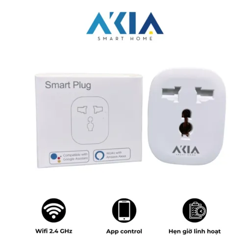 Ổ cắm điện thông minh AKIA AP102 – Wi‑Fi Tuya – Điều Khiển Từ Xa