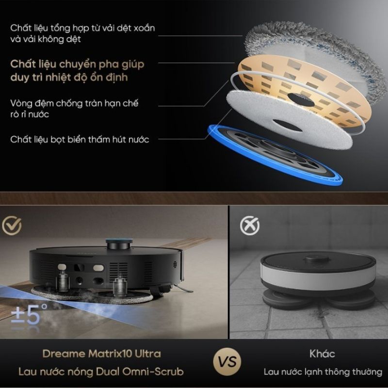 Robot Hút Bụi Lau Nhà Tự Thay Giẻ Lau Dreame Matrix10 Ultra 45 Dreame Matrix10 Ultra