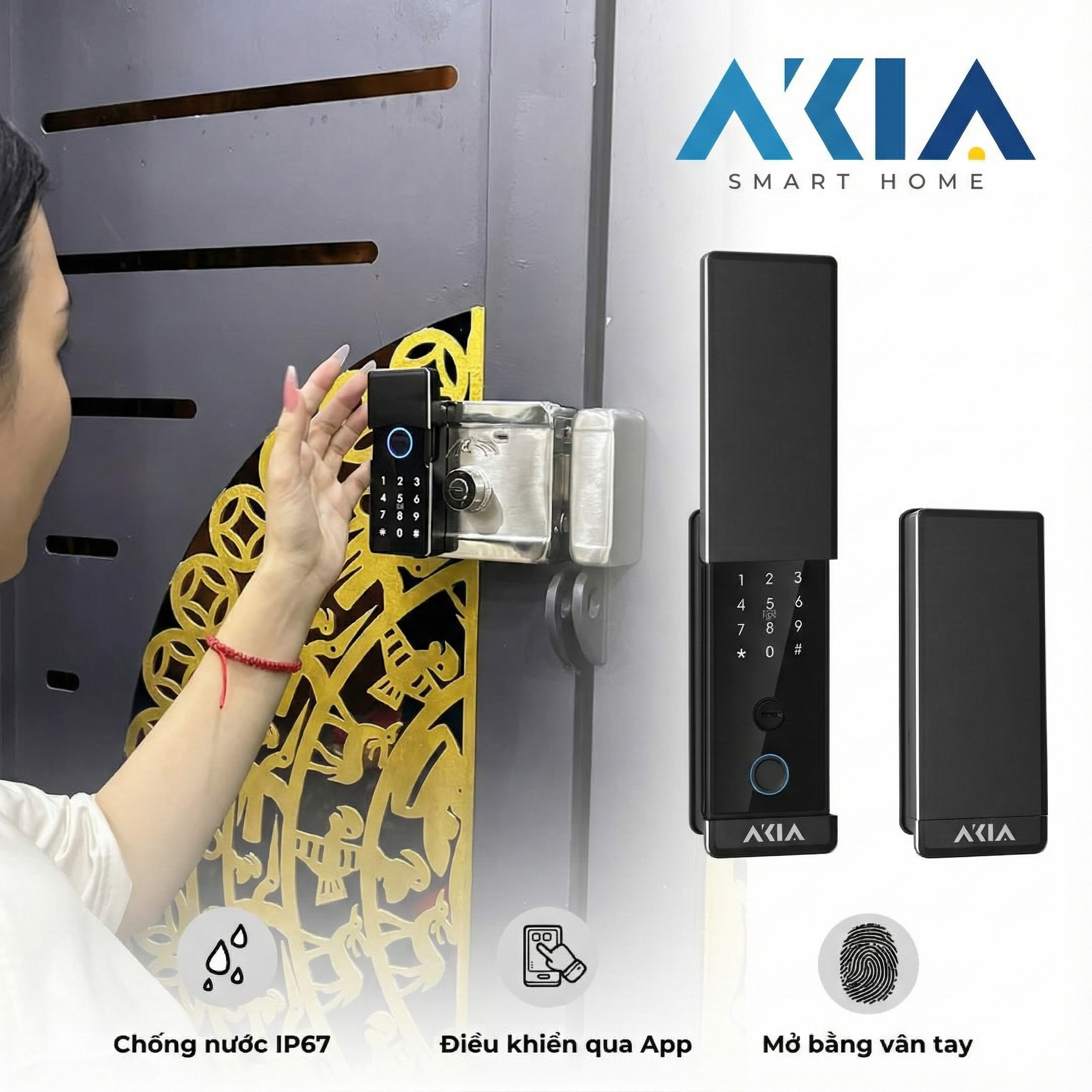Khóa Cửa Thông Minh Akia N2 Lắp Đặt Thực Tế Khóa Cửa Thông Minh Akia N2 Lắp Đặt Thực Tế