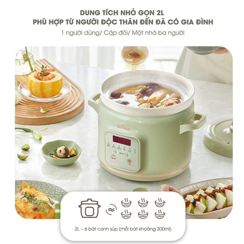 Nồi Nấu Chậm Đa Năng 2.0L Bear Sb-Nnc20 10 Nồi Nấu Chậm Đa Năng 2.0L Bear Sb-Nnc20