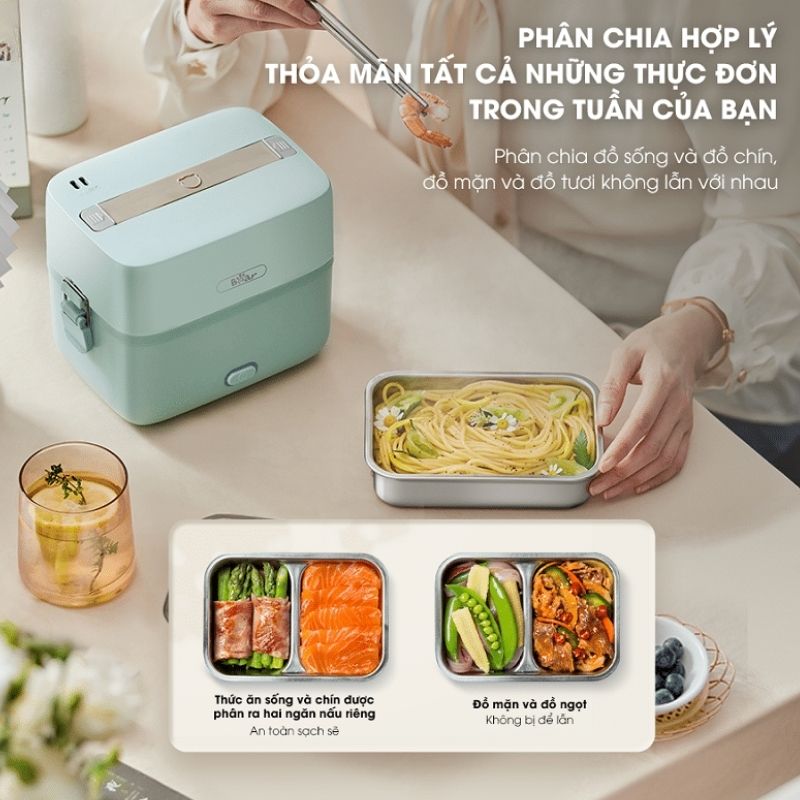 Hộp Cơm Điện 2 Ngăn Tiện Lợi Bear Sb-Hc12L 43 Hộp Cơm Điện 2 Ngăn Tiện Lợi Bear Sb-Hc12L