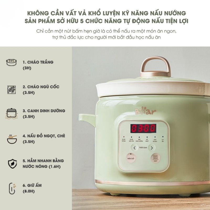 Nồi Nấu Chậm Đa Năng 2.0L Bear Sb-Nnc20 13 Nồi Nấu Chậm Đa Năng 2.0L Bear Sb-Nnc20