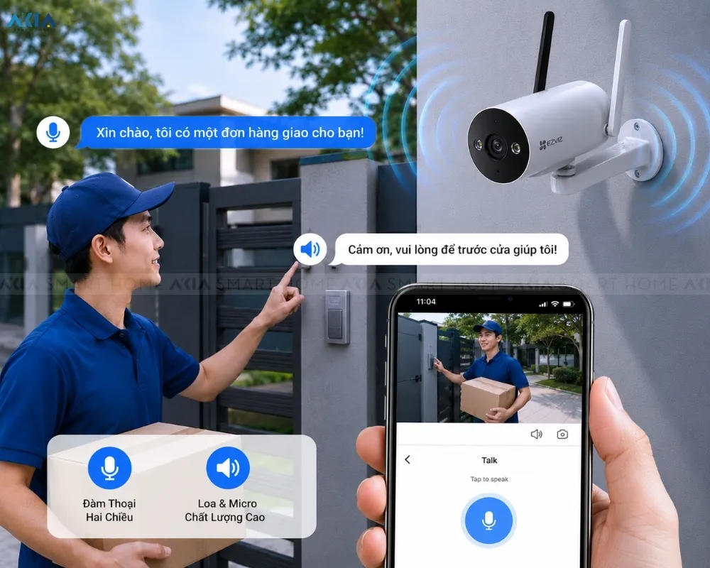 Camera Ngoài Trời Không Dây 4G Ezviz H5 2K 15 Camera Không Dây Ngoài Trời Ezviz H5 2K – Độ Phân Giải 2K (3Mp) – Hỗ Trợ Sim 4G - Akia Smart Home