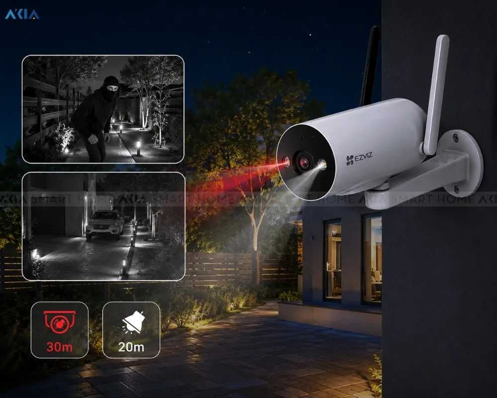 Camera Ngoài Trời Không Dây 4G Ezviz H5 2K 13 Camera Không Dây Ngoài Trời Ezviz H5 2K – Độ Phân Giải 2K (3Mp) – Hỗ Trợ Sim 4G - Akia Smart Home
