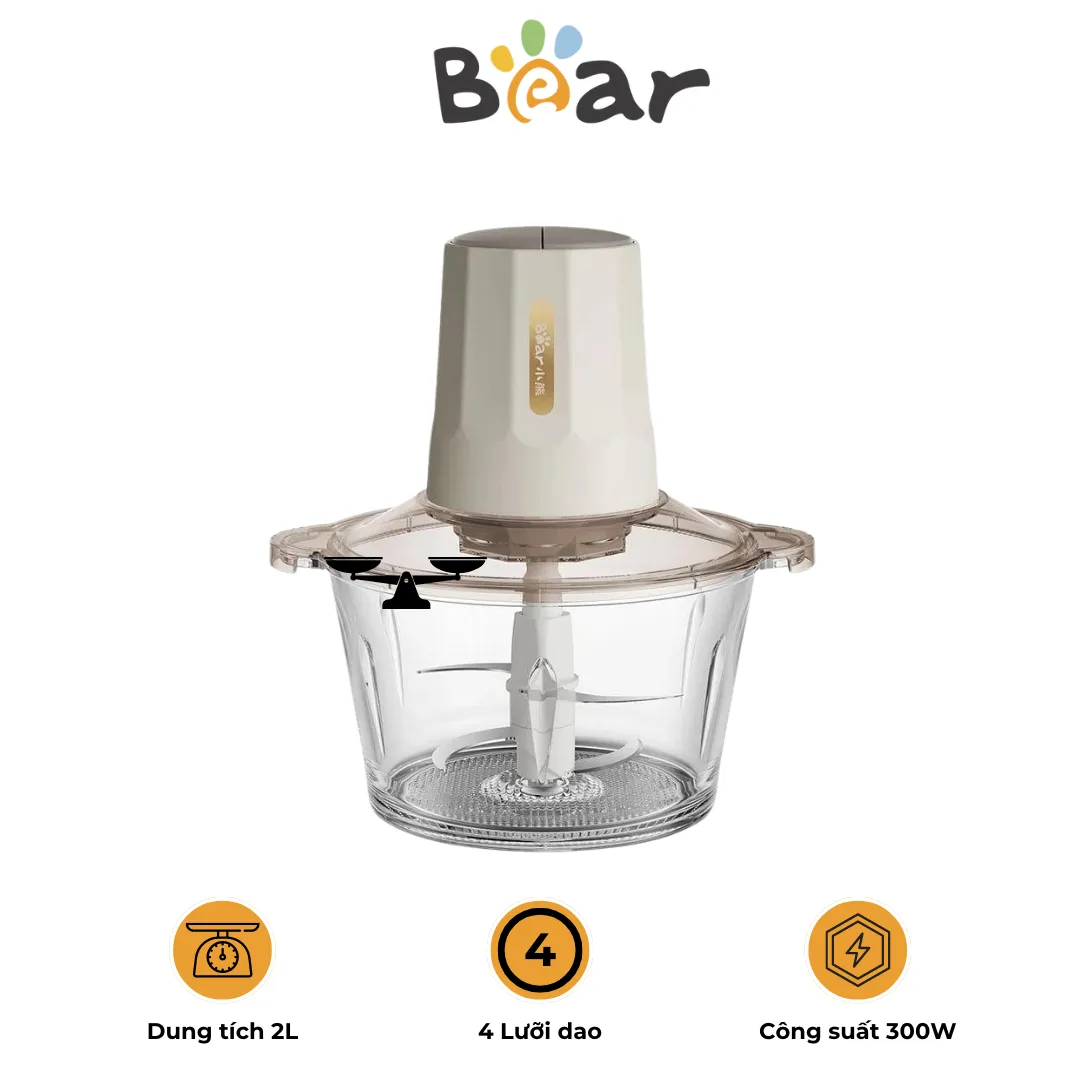 Máy xay thực phẩm đa năng Bear QSJ – E03B2 – Dung tích 2L – Bộ 4 lưỡi dao sắc cạnh | AKIA