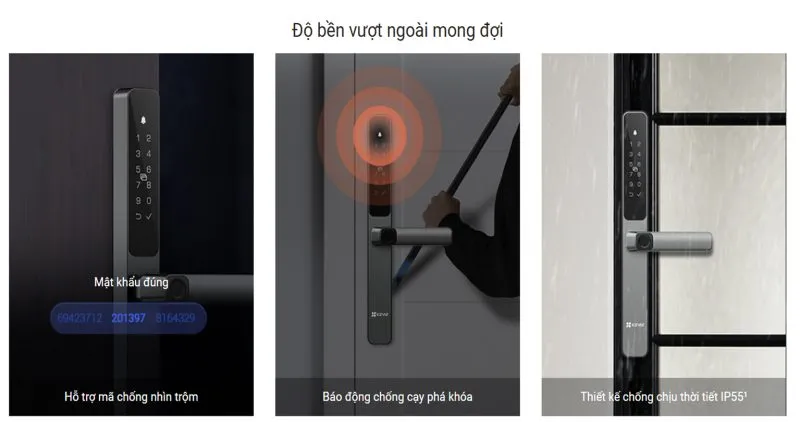 Khóa Cửa Nhôm Ezviz Dl06 - 1 Mặt Vân Tay 16 Khóa Cửa Nhôm Thông Minh Ezviz Dl06