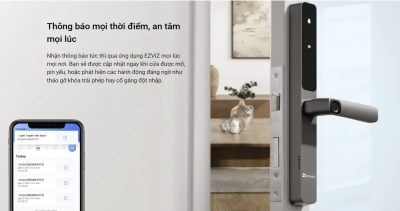 Khóa Cửa Nhôm Ezviz Dl06 - 1 Mặt Vân Tay 18 Khóa Cửa Nhôm Thông Minh Ezviz Dl06