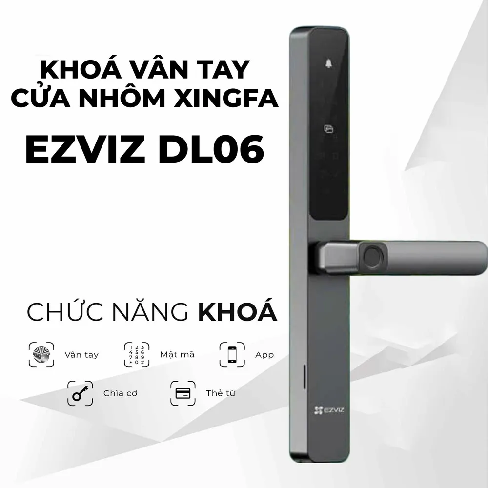 Khóa Cửa Nhôm Ezviz Dl06 - 1 Mặt Vân Tay 13 Khóa Cửa Nhôm Thông Minh Ezviz Dl06