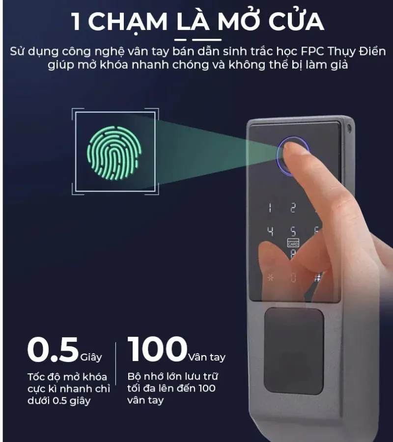 Khóa Cửa Cổng Akia G05 2 Mặt Vân Tay Hỗ Trợ Matter 36 Khóa Cửa Cổng Akia G05