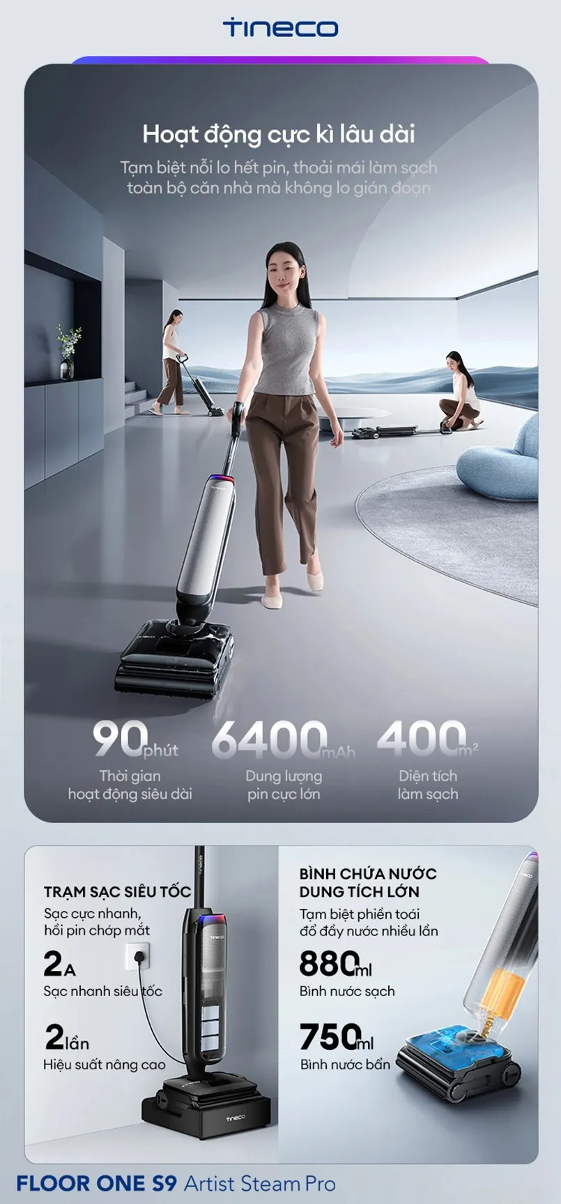 Máy Hút Bụi Lau Sàn Khô Ướt Tineco Floor One S9 Artist Steam Pro 21 Máy Hút Bụi Lau Sàn Khô Ướt Tineco Floor One S9 Artist Steam Pro - Akia Smart Home