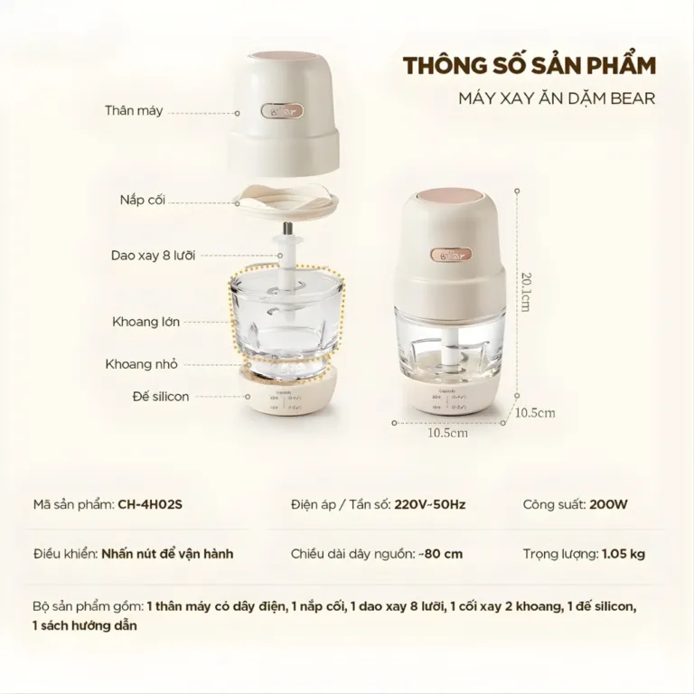 Máy xay đồ ăn dặm Bear 0.3L CH-4H02S | AKIA