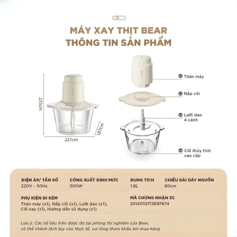 Máy xay thịt Bear CH-5H03E33 1,8L