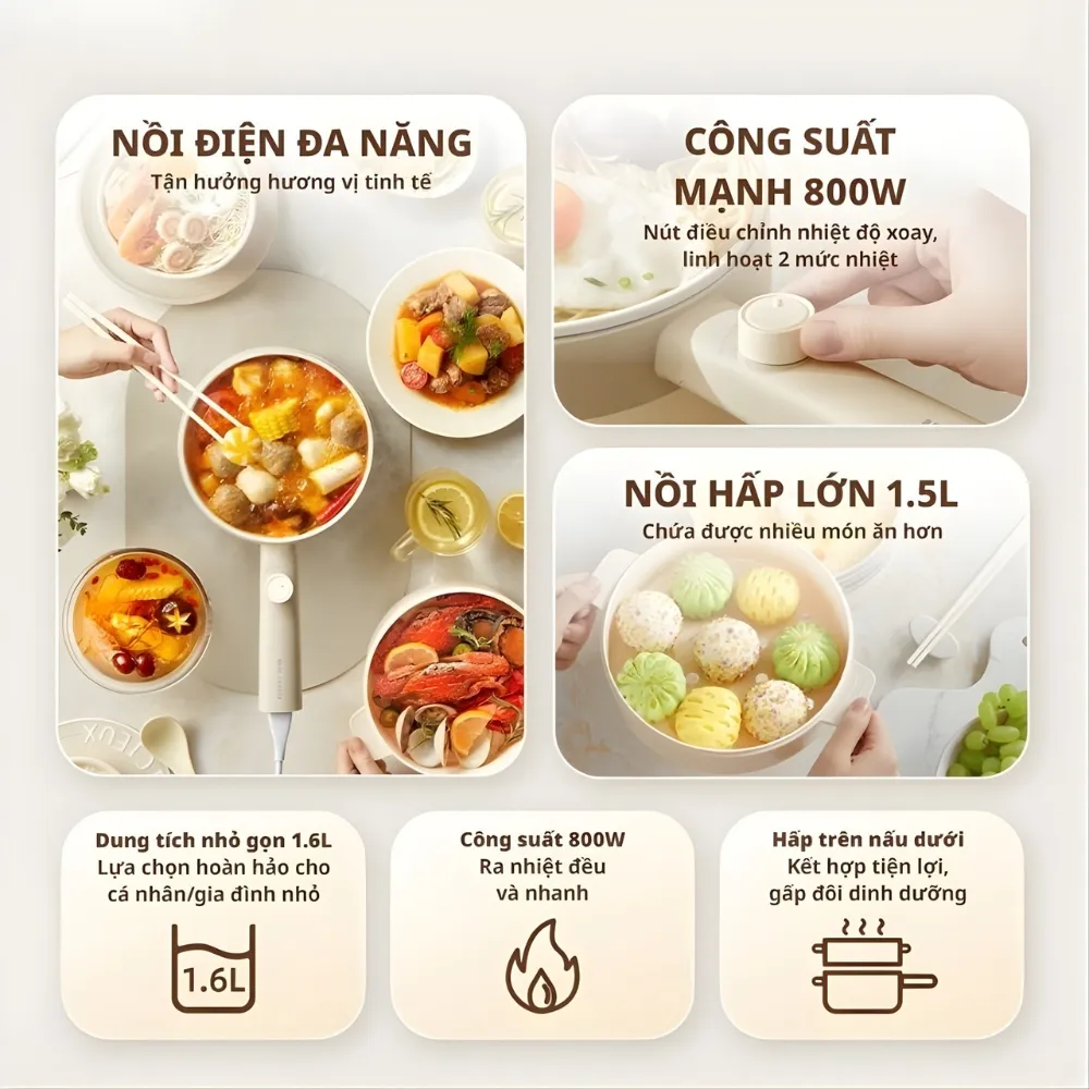 Nồi Điện Đa Năng Bear Mc-4H16F 4 Nồi Điện Đa Năng Mc-4H16F