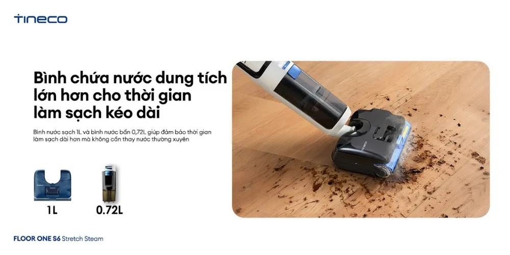 Máy Hút Bụi Lau Sàn Khô Ướt Tineco Floor One S6 Stretch Steam 22 Máy Hút Bụi Lau Sàn Khô Ướt Tineco Floor One S6 Stretch Steam - Akia Smart Home