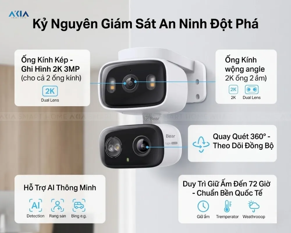 Camera Ngoài Trời Tp-Link Tapo C246D Quay Quét 2 Ống Kính 10 Camera Ngoài Trời Tp-Link Tapo C246D Quay Quét 2 Ống Kính - Akia Smart Home