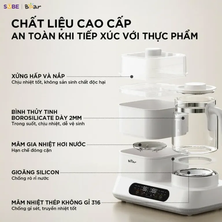 Máy đun nước và hâm sữa tiệt trùng Bear WW-5H12V78 | AKIA