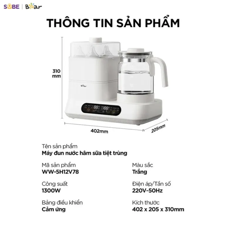 Máy đun nước và hâm sữa tiệt trùng Bear WW-5H12V78 | AKIA