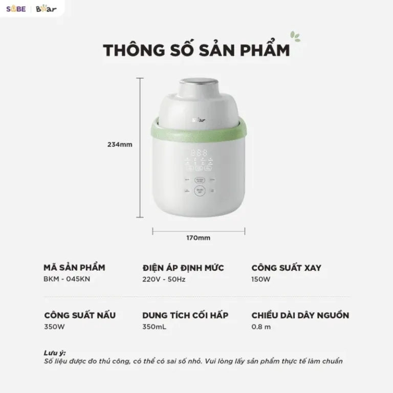 Máy xay nấu thức ăn 0.35L Bear BFM-045KN | AKIA