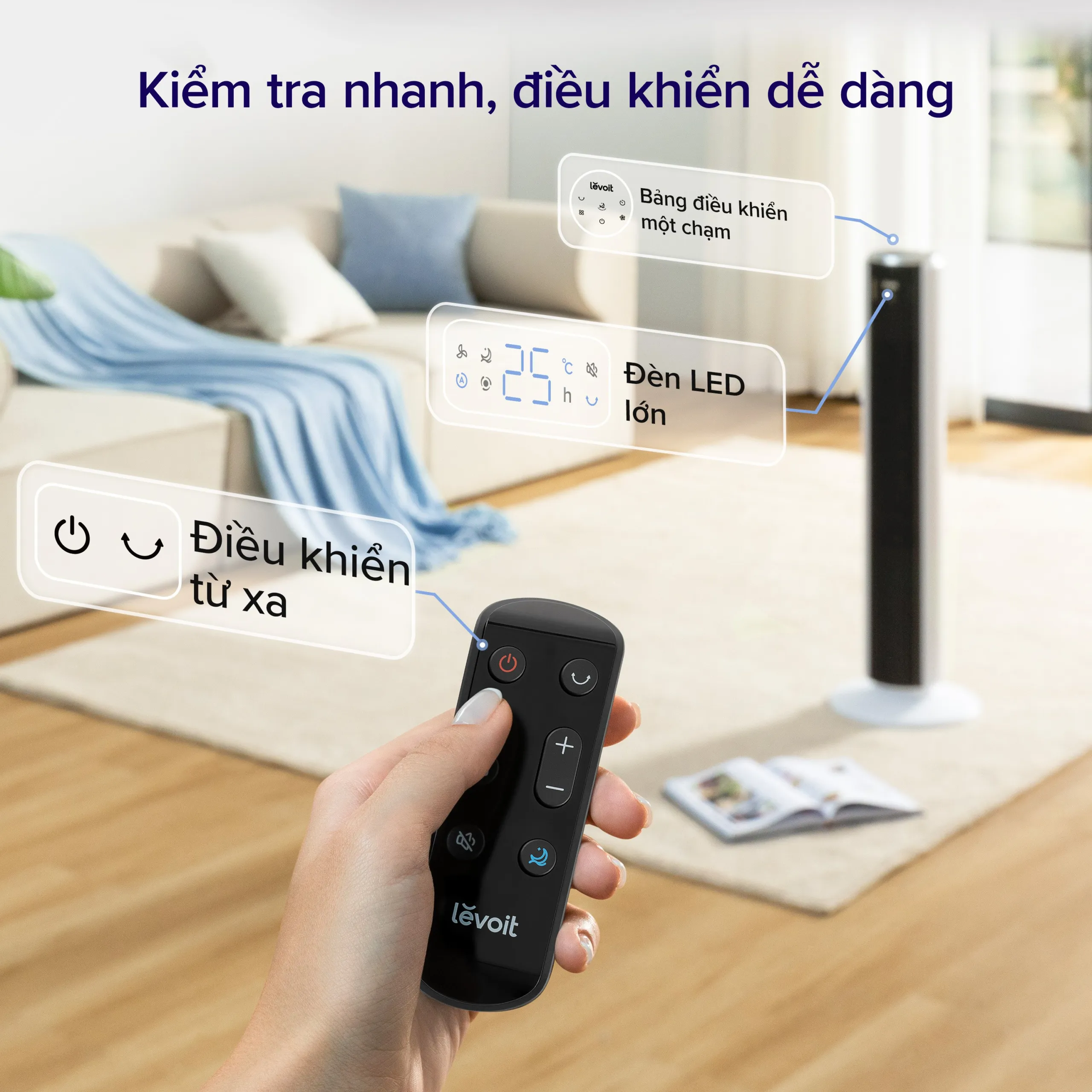 Quạt Tháp Điều Hòa Thông Minh Levoit 36 Inches 12 Quạt Tháp Điều Hòa Thông Minh Levoit 36 Inches - Akia Smart Home