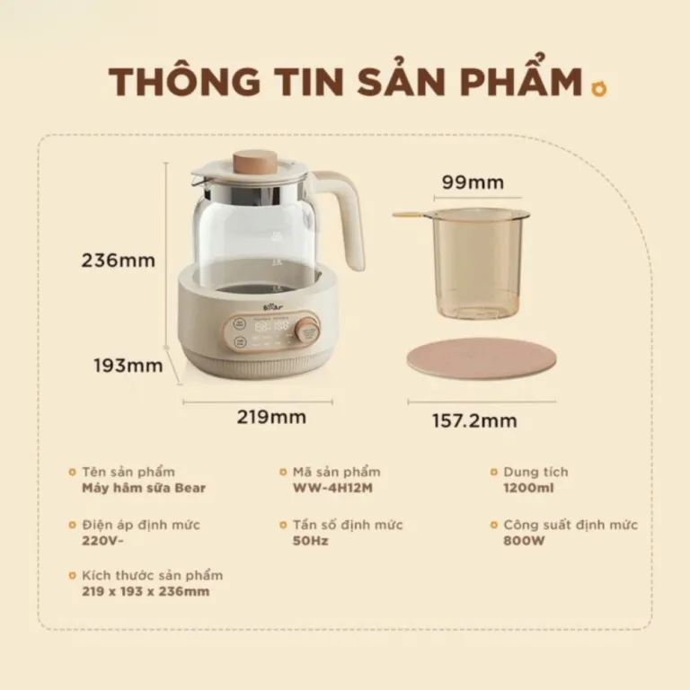 Máy hâm sữa Bear WW-4H12M | AKIA