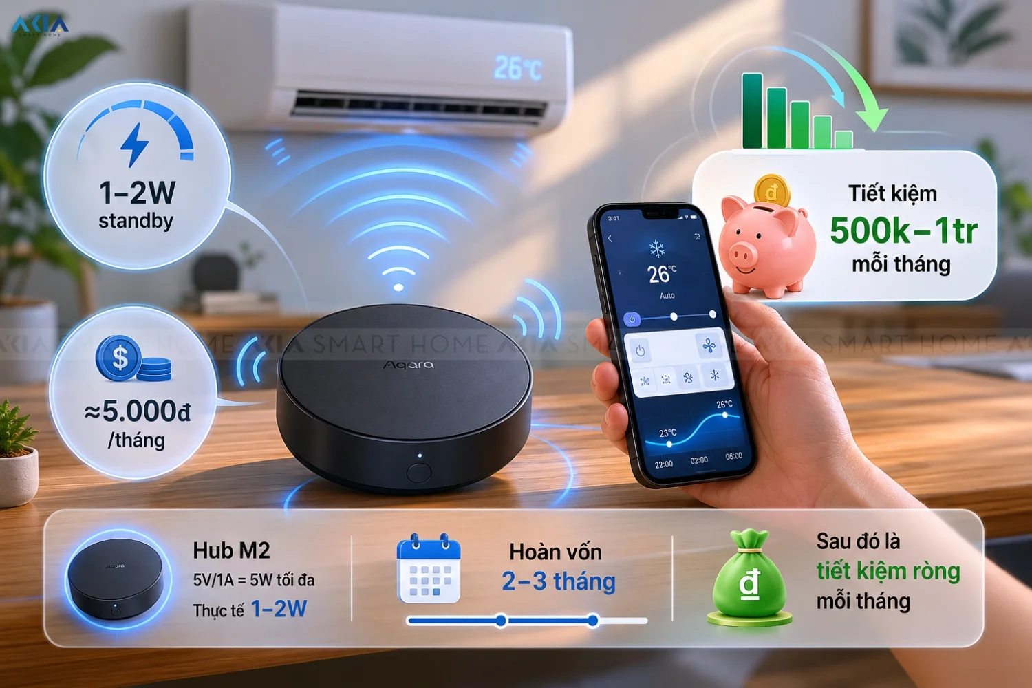 Điều Khiển Điều Hòa Từ Xa Bằng Gì? Giải Pháp Aqara Tiết Kiệm Điện Mùa Nóng 20 Tiết Kiệm Điện Nhờ Giải Pháp Điều Khiển Điều Hòa Từ Xa Tp.hcm — Akia Smart Home Tháng 5/2026