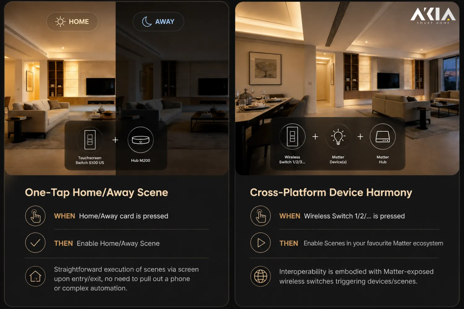 Công Tắc Chữ Nhật Màn Hình Aqara Presence Touchscreen Switch S100 Us 22 Công Tắc Aqara Presence Touchscreen Switch S100 Us - Akia Smart Home