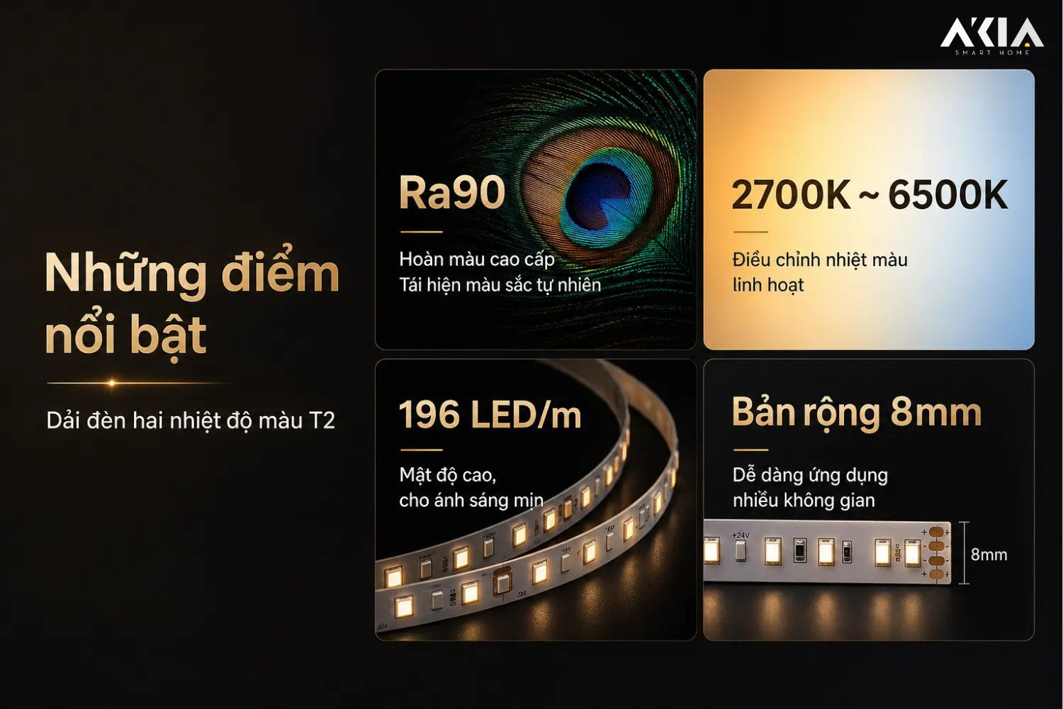 Đèn Dây Led Aqara T2 Dual Color Temperature 7 Dây Đèn Led Dải Quang Học Aqara T2 Dual Color Temperature - Akia Smart Home