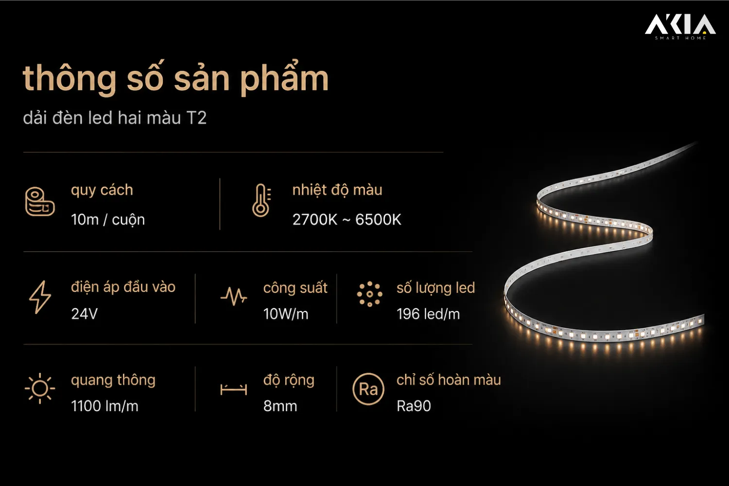 Đèn Dây Led Aqara T2 Dual Color Temperature 9 Dây Đèn Led Dải Quang Học Aqara T2 Dual Color Temperature - Akia Smart Home
