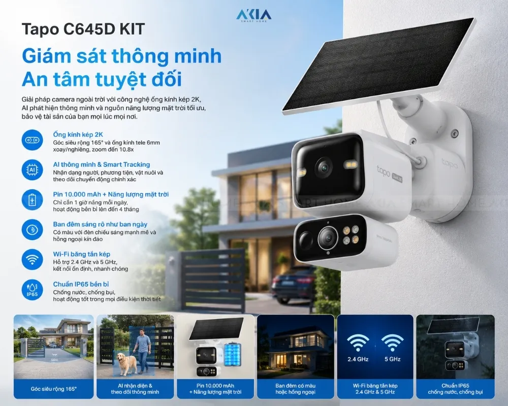 Camera An Ninh Ngoài Trời Ống Kính Kép Tapo C645D Kit 14 Camera An Ninh Ngoài Trời Ống Kính Kép Tapo C645D Kit - Akia Smart Home