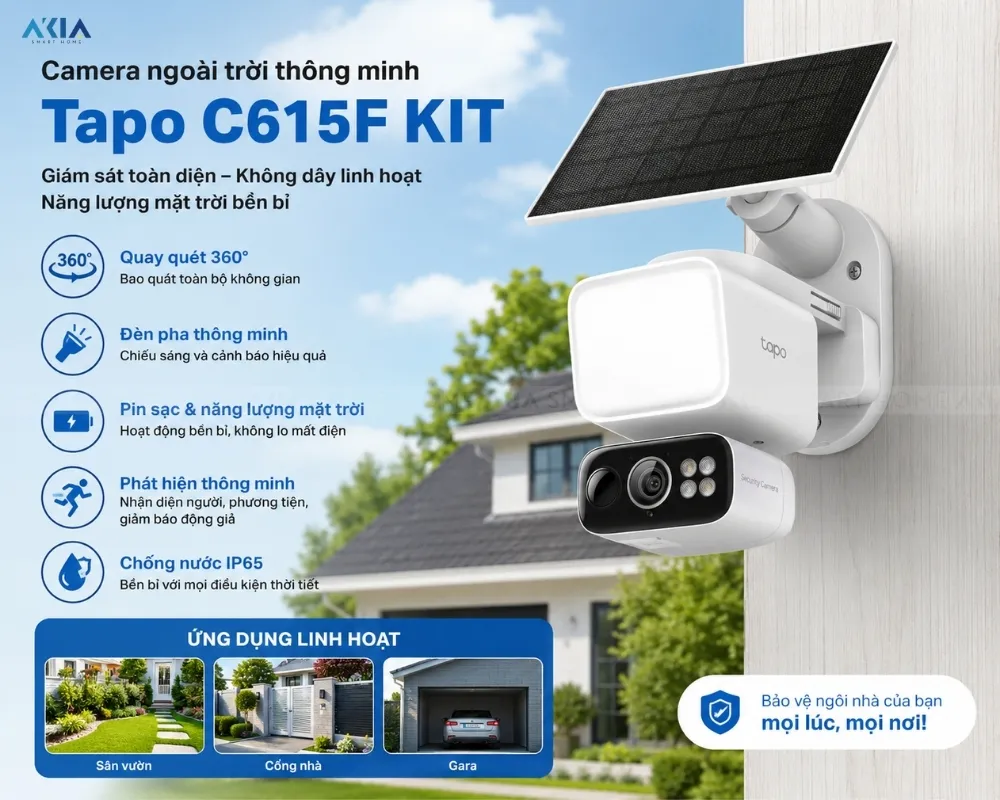 Camera Ngoài Trời Xoay 360 Tapo C615F Kit 9 Camera Ngoài Trời Xoay 360 Tapo C615F Kit - Akia Smart Home