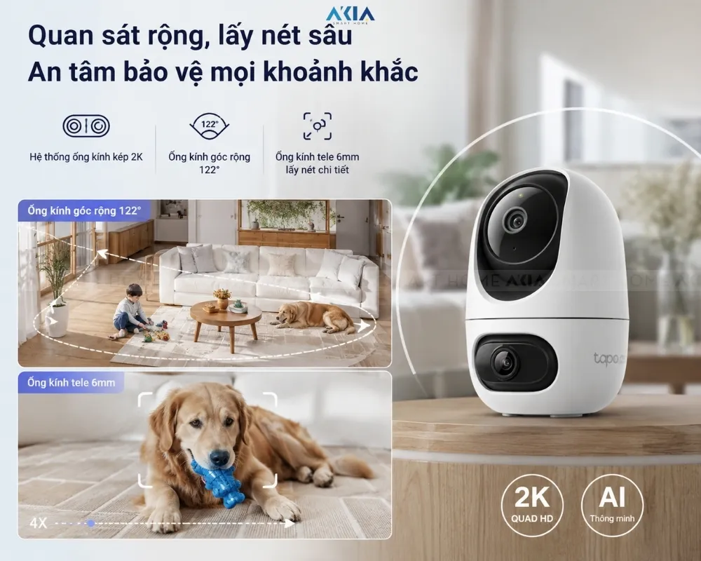 Camera An Ninh Xoay 360 Ống Kính Kép Tapo C245D 6 Camera Quay Quét Ống Kính Kép Tapo C245D - Akia Smart Home