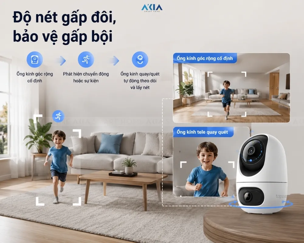 Camera An Ninh Xoay 360 Ống Kính Kép Tapo C245D 7 Camera Quay Quét Ống Kính Kép Tapo C245D - Akia Smart Home