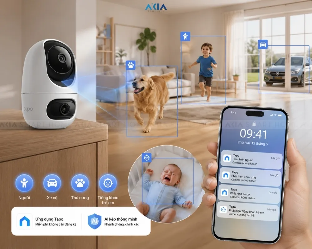 Camera An Ninh Xoay 360 Ống Kính Kép Tapo C245D 8 Camera Quay Quét Ống Kính Kép Tapo C245D - Akia Smart Home