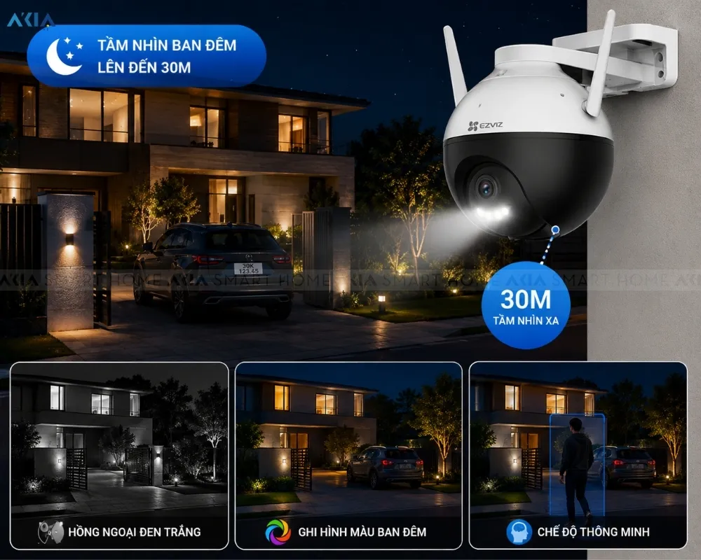 Camera Wifi Ezviz C8W 4Mp - 4Mp Có Màu Ban Đêm 13 Camera Wifi Ip Quay Quét Ezviz C8W 4Mp - Akia Smart Home