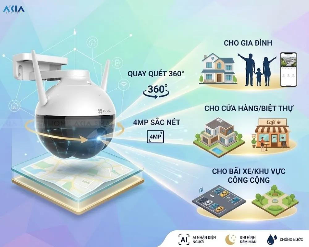 Camera Wifi Ezviz C8W 4Mp - 4Mp Có Màu Ban Đêm 18 Camera Wifi Ip Quay Quét Ezviz C8W 4Mp - Akia Smart Home