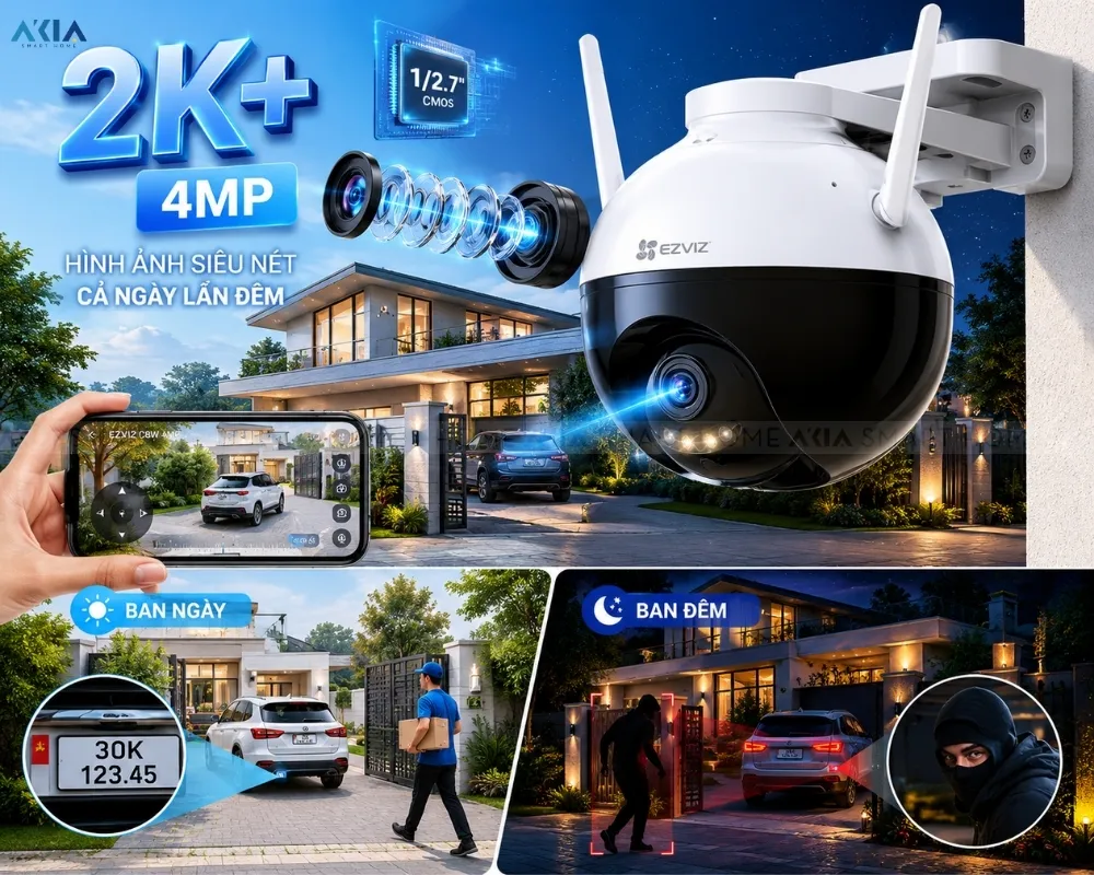 Camera Wifi Ezviz C8W 4Mp - 4Mp Có Màu Ban Đêm 11 Camera Wifi Ip Quay Quét Ezviz C8W 4Mp - Akia Smart Home