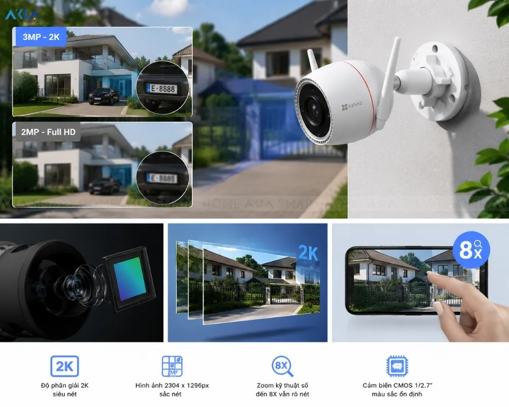 Camera Wifi Ngoài Trời Ezviz H3C 3Mp 11 Camera Wifi Ngoài Trời 3Mp Ezviz H3C - Akia Smart Home