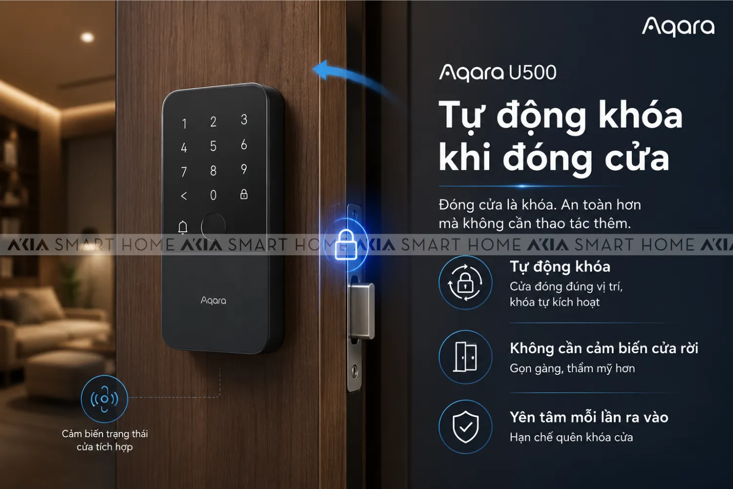 Khóa Cửa Thông Minh Aqara U500 Phù Hợp Nhiều Loại Cửa - Akia Smart Home