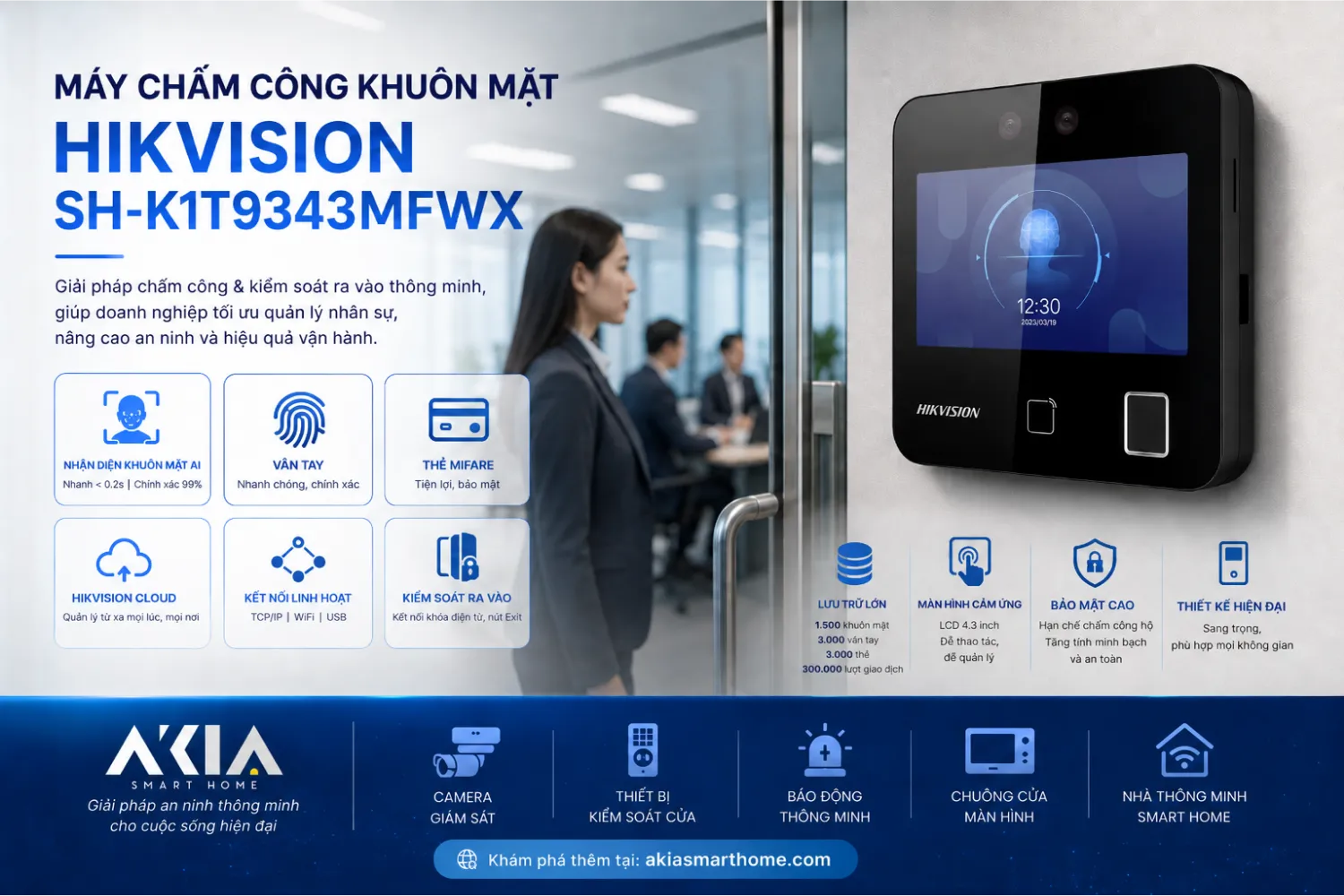 Máy Chấm Công Khuôn Mặt Hikvision Sh-K1T9343Mfwx 12 Máy Chấm Công Khuôn Mặt Hikvision Sh-K1T9343Mfwx - Akia Smart Home