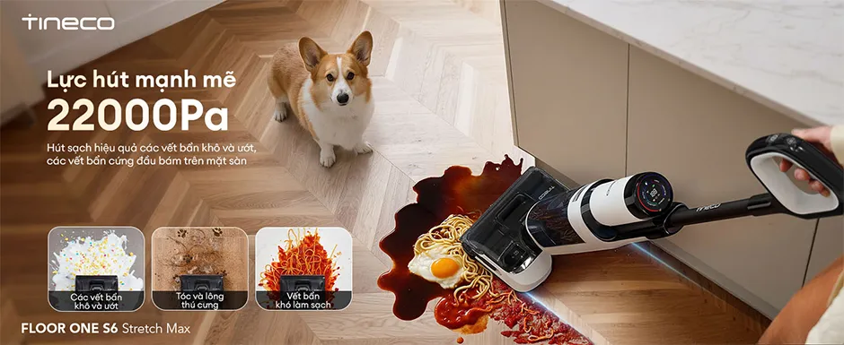 Máy Hút Bụi Lau Sàn Khô Ướt Tineco Floor One S6 Stretch Max 8 Máy Hút Bụi Lau Sàn Khô Ướt Tineco Floor One S6 Stretch Max - Akia Smart Home